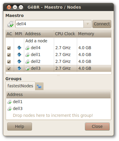 Maestro / Nodes configuration dialog box