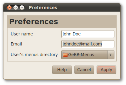 Global GêBR preferences dialog box