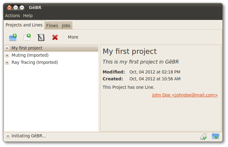 Projects and Lines tab