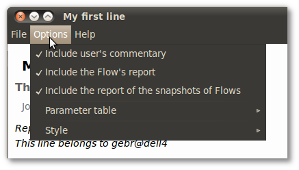Report menu