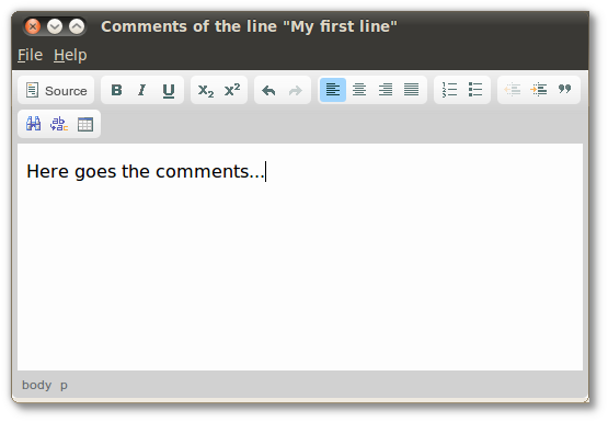 Built-in comment editor